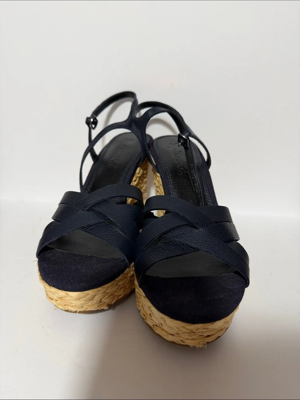 Splendid Navy Braided Espadrille Wedge Sandals
